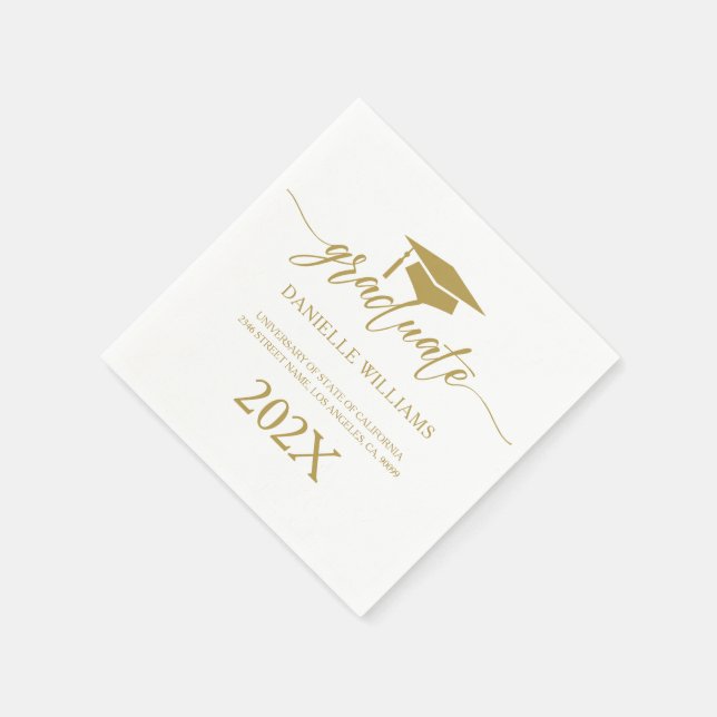 Elegant Gold Typography On a White Background Napkins (Corner)