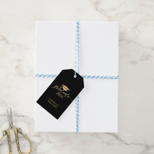 Elegant Gold Typography On Black Background Gift Tags