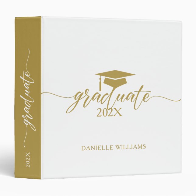 Elegant Gold Typography On White Background 3 Ring Binder (Front/Spine)