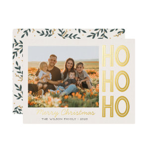 Elegant Gold Typography Photo Merry Christmas Card