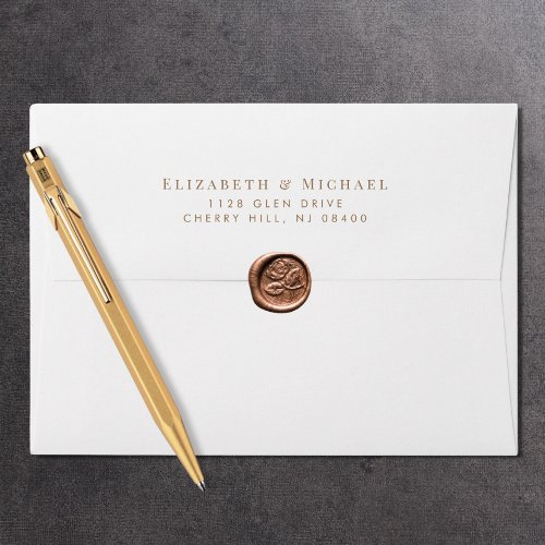 Elegant Gold Typography Wedding Return Address Envelope