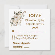 Elegant Gold Typography Wedding RSVP Response Card