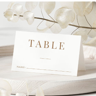 Elegant Gold Typography Wedding Table Number Place Card