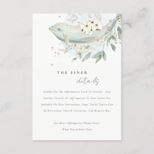 Elegant Gold Underwater Floral Fish Wedding Detail Enclosure Card