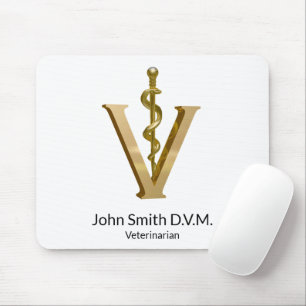 Elegant Gold V Veterinary Medicine Vet Asclepius Mouse Pad