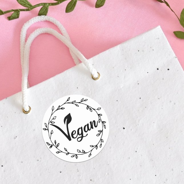 Elegant Gold Vegan Leaf  Classic Round Sticker (Creator Uploaded)