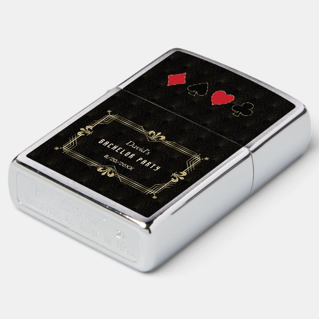 Elegant Gold Vegas Casino Royale Bachelor Party Zippo Lighter (Angled)