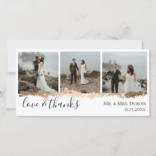 Elegant Gold Vein Wedding Photo Thank You