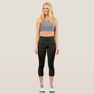 Elegant Gold Vertical Pinstripe Leggings