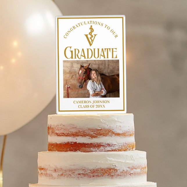 Elegant Gold Veterinary School Graduation Party Cake Topper (Creator Uploaded)