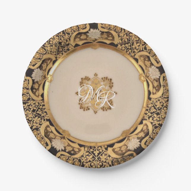 Elegant Gold Viennese Wedding serving Paper Plate (Front)