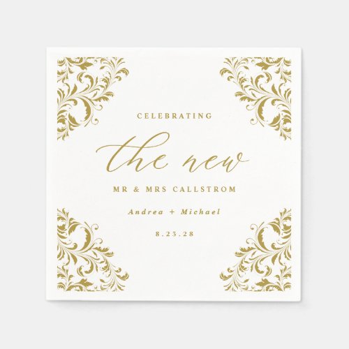 Elegant Gold Vintage Classic Wedding Napkins