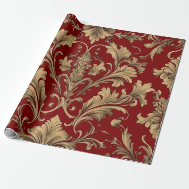 Elegant Gold Vintage Damasks  Wrapping Paper (Unrolled)