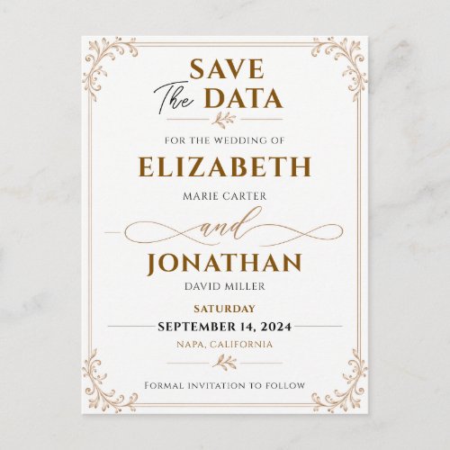 Elegant Gold Vintage Filigree Wedding Reply Postcard