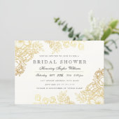 Elegant Gold Vintage Floral Bridal Shower Invite (Standing Front)