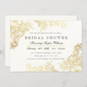Elegant Gold Vintage Floral Bridal Shower Invite (Front/Back)