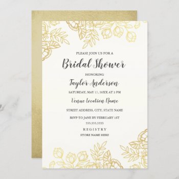 Elegant Gold Vintage Floral Bridal Shower Invite by LittleBayleigh at Zazzle