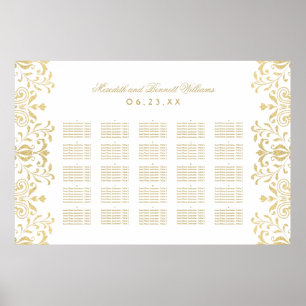 Elegant Gold Vintage Glamor Wedding Seating Poster