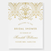 Elegant Gold Vintage Glamour Bridal Shower Welcome Foam Board (Front)