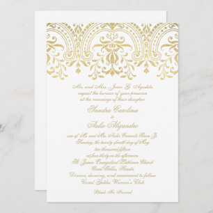 Elegant Gold Vintage Glamour Calligraphy Wedding Invitation