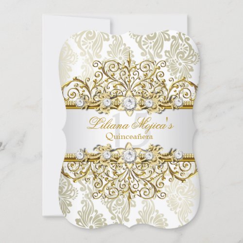 Elegant Gold Vintage Glamour Quinceanera 2 Invitation