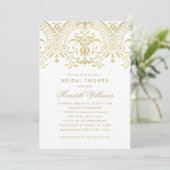 Elegant Gold Vintage Glamour Wedding Bridal Shower Invitation (Standing Front)