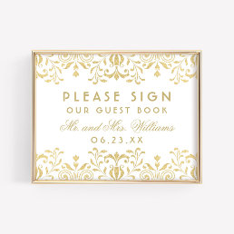 Elegant Gold Vintage Glamour Wedding Guest Book