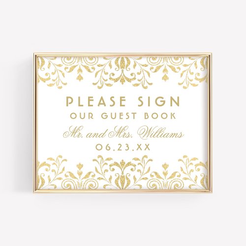 Elegant Gold Vintage Glamour Wedding Guest Book