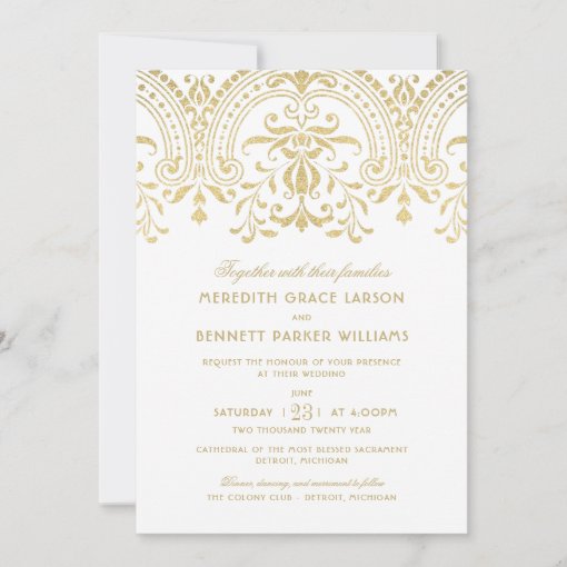 Elegant Gold Vintage Glamour Wedding Invitation | Zazzle