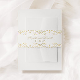 Elegant Gold Vintage Glamour Wedding Monogram Invitation Belly Band