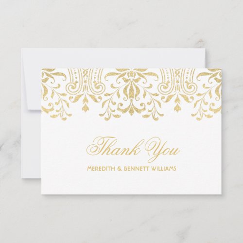 Elegant Gold Vintage Glamour Wedding Monogram Thank You Card