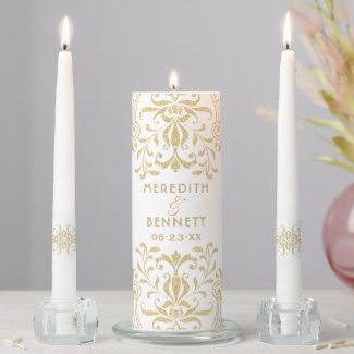 Elegant Gold Vintage Glamour Wedding Monogram Unity Candle Set