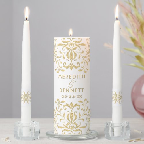 Elegant Gold Vintage Glamour Wedding Monogram Unity Candle Set