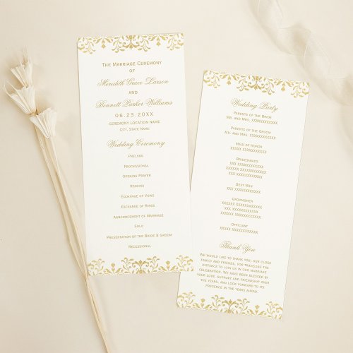 Wedding Ceremony Program | Gold Vintage Glamour