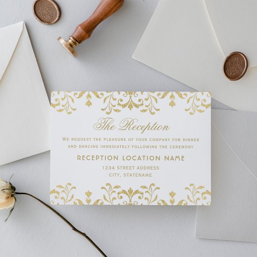 Elegant Gold Vintage Glamour Wedding Reception Enclosure Card