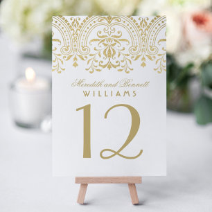Elegant Gold Vintage Glamour Wedding Table Number