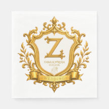 Elegant Gold Vintage Monogram Crest Wedding