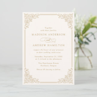 Elegant Gold Vintage Ornate Frame Wedding Invitation