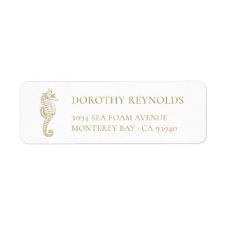 Elegant Gold Vintage Seahorse | Return Address Label