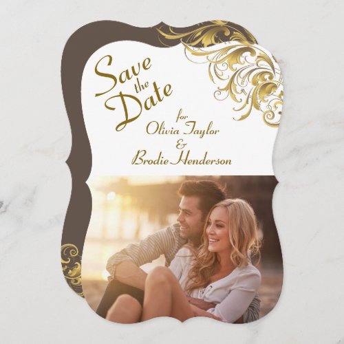 Elegant Gold Vintage Swirls Wedding Save The Date