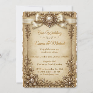 Elegant Gold Vintage Wedding Invitation