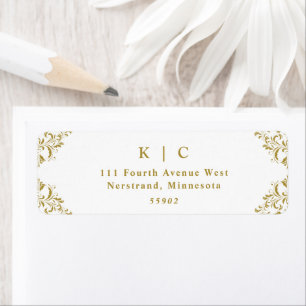Elegant Gold Vintage Wedding Return Address Label