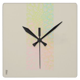 Elegant Gold Violet Abstract Floral Square Wall Clock