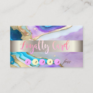 Elegant Gold Violet Blue Marble Stone Loyalty Card