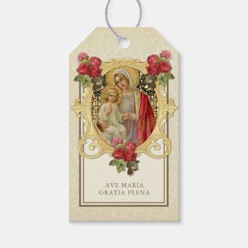 Elegant Gold Virgin Mary Jesus Religious  Gift Tags