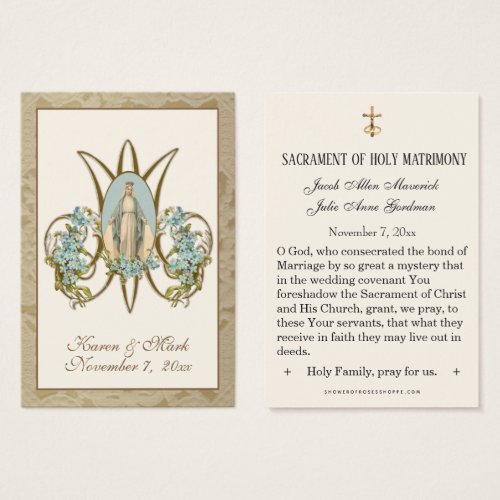 Elegant Gold Virgin Mary Wedding Holy Cards