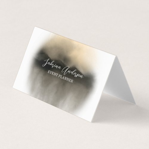 Elegant Gold Watercolor Elliptical Abstract Folded Business Card