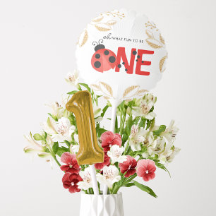 Elegant Gold & Watercolor Ladybug Fun To Be One Balloon