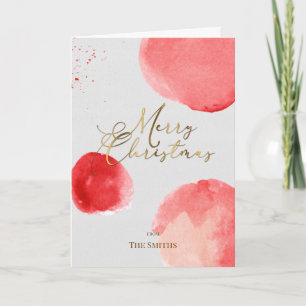 Elegant Gold Watercolor Merry Christmas Note Card
