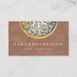Elegant Gold Watercolor Tree Yoga and Meditation B Business Card